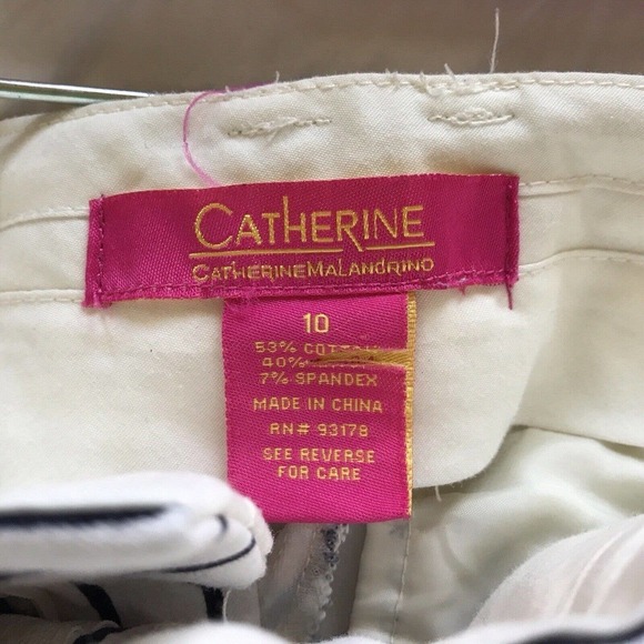Catherines Capri Pants Sz10 White/Blue Stripe Cotton/Spandex Back Pockets Used - Picture 3 of 3
